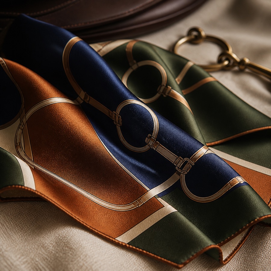 The Carré Snaffle silk detail and rolled edge