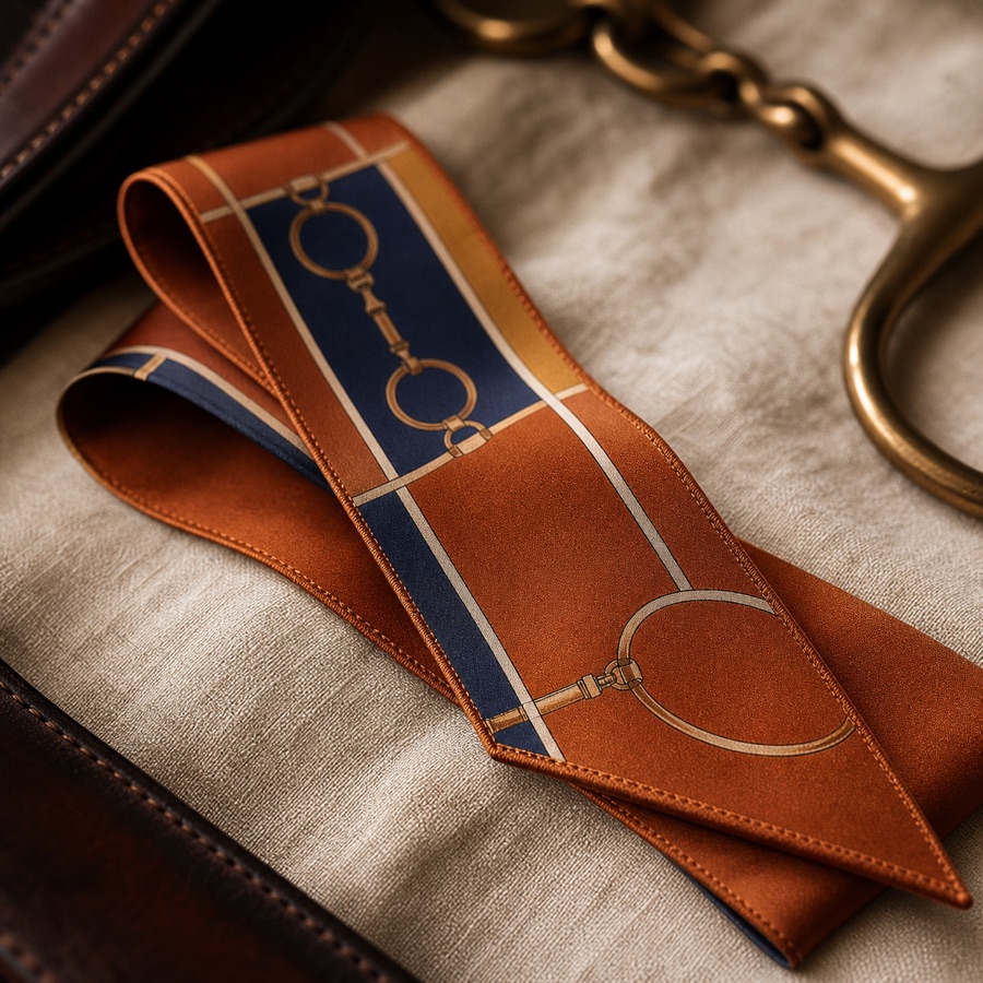 The Twilly narrow silk band detail and rolled edge
